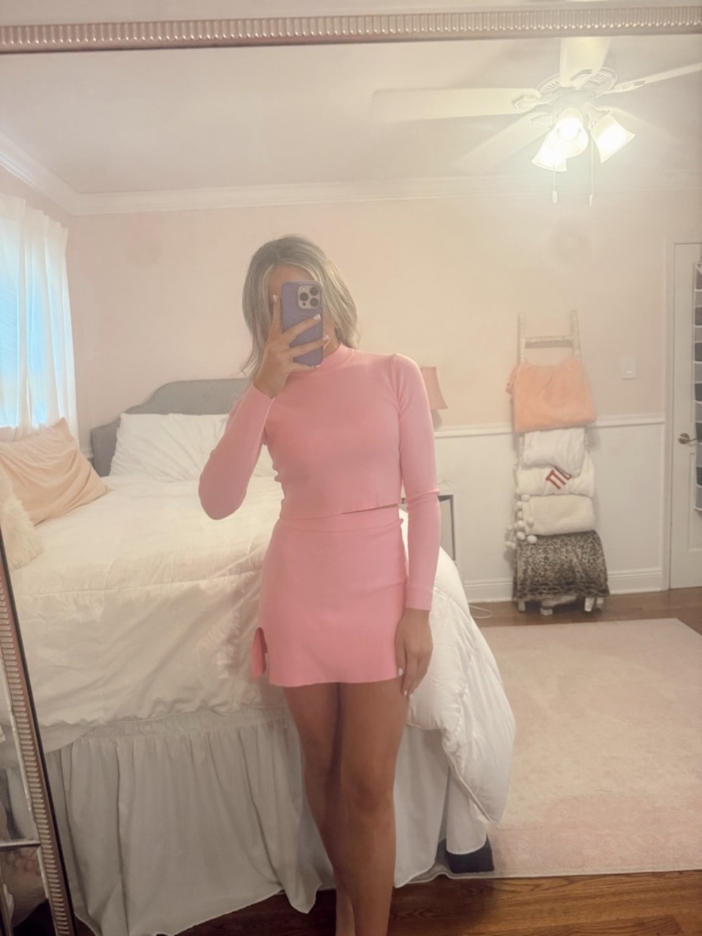 Slim-Fit Pink Long-Sleeve Set